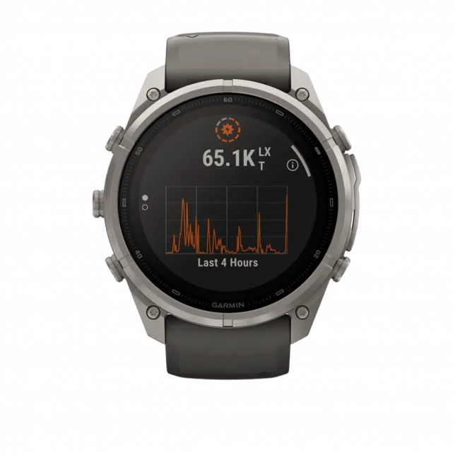 Смарт-годинник Garmin Fenix 9 Pro - inReach, Solar, 51мм Titanium з Pebble Grey темно-сірим силіконовим ремінцем