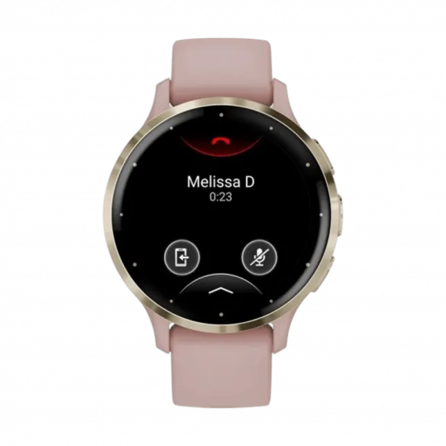 Смарт-годинник Garmin Venu 3S Soft Gold Stainless Steel Bezel з Dust Rose рожевим корпусом та силіконовим ремінцем