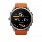 Смарт-годинник Garmin Fenix 9 Pro - inReach, 51мм Titanium з Autumn Orange/Spark Orange помаранчевим силіконовим ремінцем