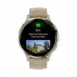 Смарт-годинник Garmin Venu 3S Soft Gold Stainless Steel Bezel з French Gray сірим корпусом та шкіряним ремінцем