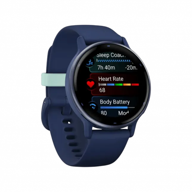 Смарт-годинник Garmin Vivoactive 5 Metallic Navy Aluminium Вezel з темно-синім корпусом Navy та силіконовим ремінцем