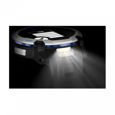 Смарт-годинник Garmin Instinct 3 50 мм, Solar Whitestone білий з Black/Bolt Blue чорним/синім силіконовим ремінцем