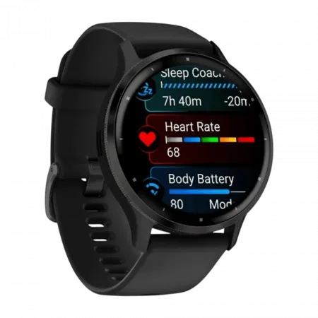 Смарт-годинник Garmin Venu 3 Slate stainless steel bezel з чорним корпусом та силіконовим ремінцем