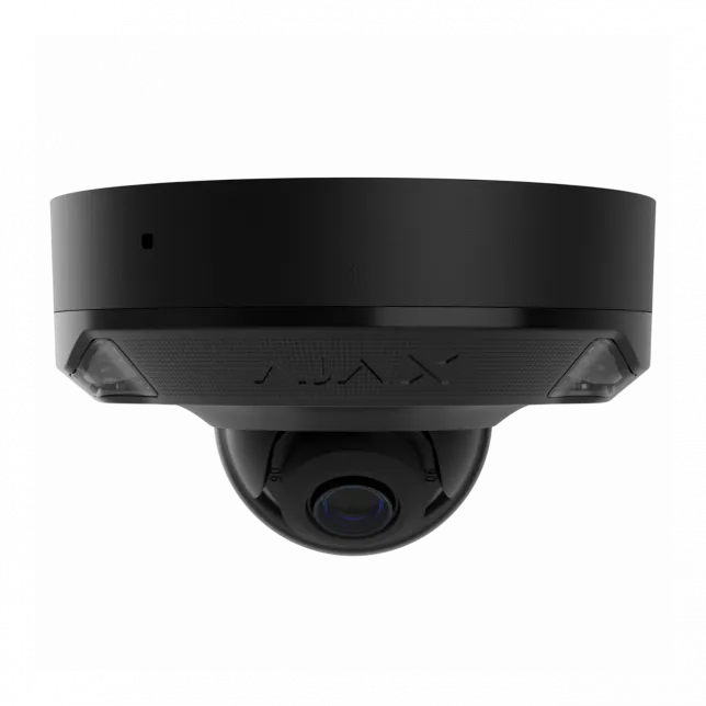 IP-Камера дротова Ajax DomeCam Mini HL black, 5мп, 2.8мм, гібридне підсвічування IR 15м, білий Led 15м, Poe, True WDR, IP 65, ІЧ 15м, аудіо, кут огляду 100° до 110°, міні купольна, чорна