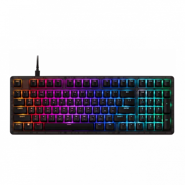 Клавіатура механічна HyperX Alloy Origins 2 1800 103key, Red, USB-A, Hot-Swap, EN/UA, RGB, чорний