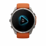 Смарт-годинник Garmin Fenix 9 Pro - inReach, 51мм Titanium з Autumn Orange/Spark Orange помаранчевим силіконовим ремінцем