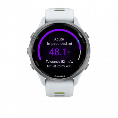 Смарт-годинник Garmin Forerunner 970 Titanium з Whitestone корпусом та Whitestone/Translucent Amp Yellow білим силіконовим ремінцем