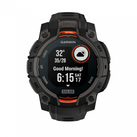 Смарт-годинник Garmin Instinct 3 45 мм, Solar Black чорний з Black чорним силіконовим ремінцем