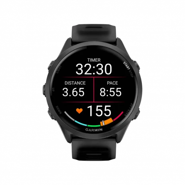 Смарт-годинник Garmin Forerunner 570 47мм Slate Gray Aluminum з Translucent Black чорним силіконовим ремінцем