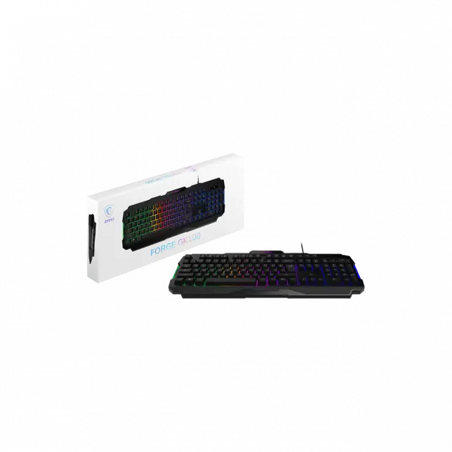 Клавіатура мембранна MSI FORGE GK100 104key, USB-A, EN/UKR/RU, ColorLED, чорний