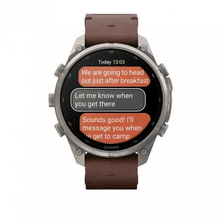 Смарт-годинник Garmin Fenix 9 Pro - inReach, 47мм Titanium з Walnut коричневим шкіряним ремінцем