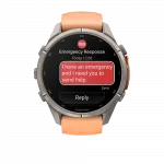 Смарт-годинник Garmin Fenix 9 Pro - inReach, 43мм Titanium з Shell Pink/Autumn Orange рожевим/помаранчевим силіконовим ремінцем