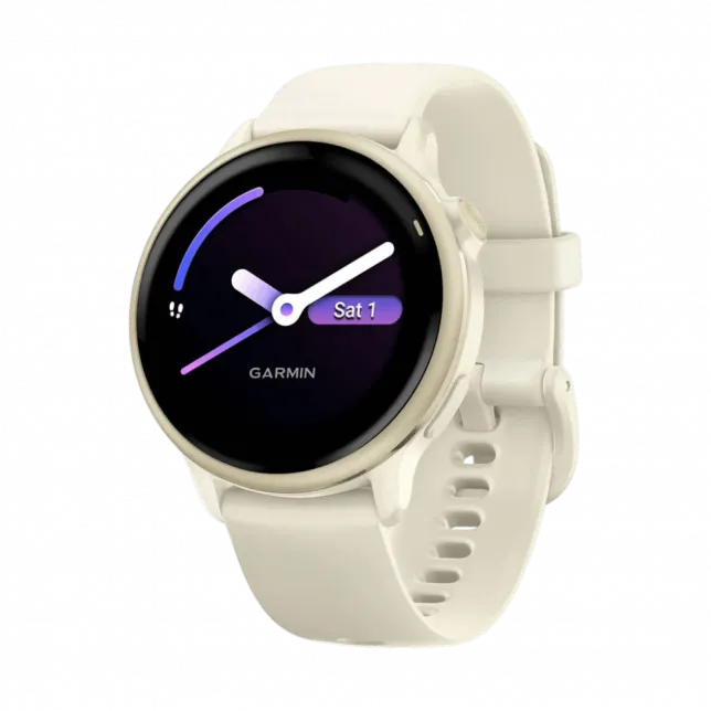 Смарт-годинник Garmin Vivoactive 6 Lunar Gold з Bone білим силіконовим ремінцем