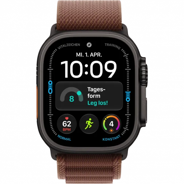 Apple Watch Ultra 4 GPS + LTE 49mm Black Titanium Case with Burgundy Alpine Loop - Small (MJC04)