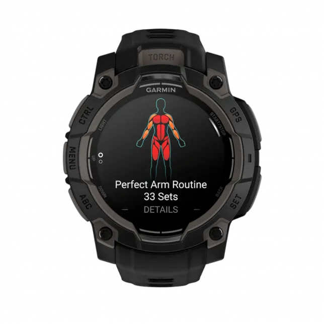 Смарт-годинник Garmin Instinct 3 45 мм, AMOLED Black чорний з Black чорним силіконовим ремінцем
