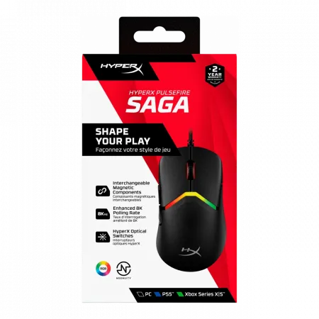 Миша HyperX Pulsefire SAGA, RGB, USB-A, чорний
