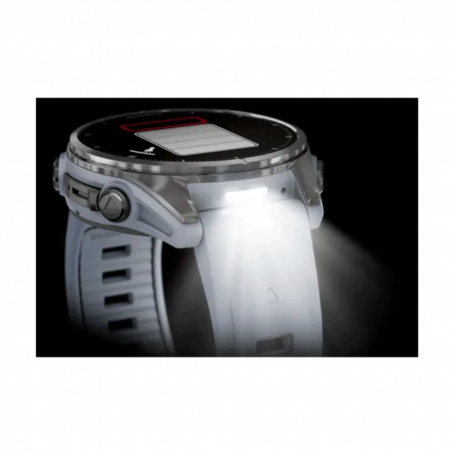 Смарт-годинник Garmin Fenix 8 43мм, AMOLED Silver з Whitestone білим силіконовим ремінцем