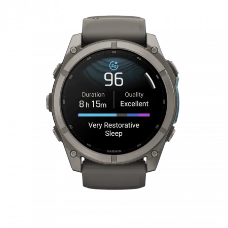 Смарт-годинник Garmin Fenix 9 51мм, Titanium з Pebble Gray темно-сірим силіконовим ремінцем