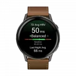 Смарт-годинник Garmin Venu 4 45 мм Slate з Black чорним силіконовим та Brown коричневим шкіряним ремінцями