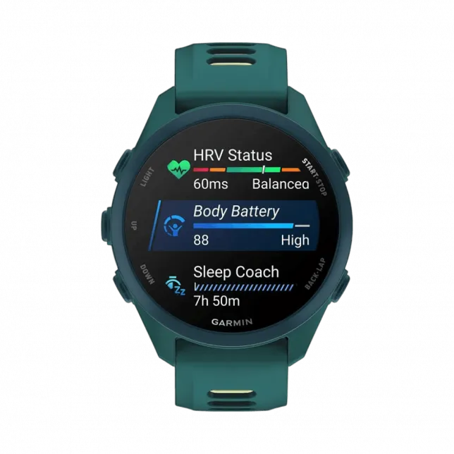Смарт-годинник Garmin Forerunner 170 Music Teal Green зелений з Teal Green/Citron Band зеленим/жовтим силіконовим ремінцем