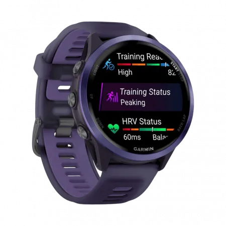 Смарт-годинник Garmin Forerunner 570 47мм Indigo Aluminum з Translucent Whitestone/Turquoise блакитним силіконовим ремінцем