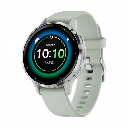 Смарт-годинник Garmin Venu 3S Silver Stainless Steel Bezel з Sage Gray сіро-зеленим корпусом та силіконовим ремінцем