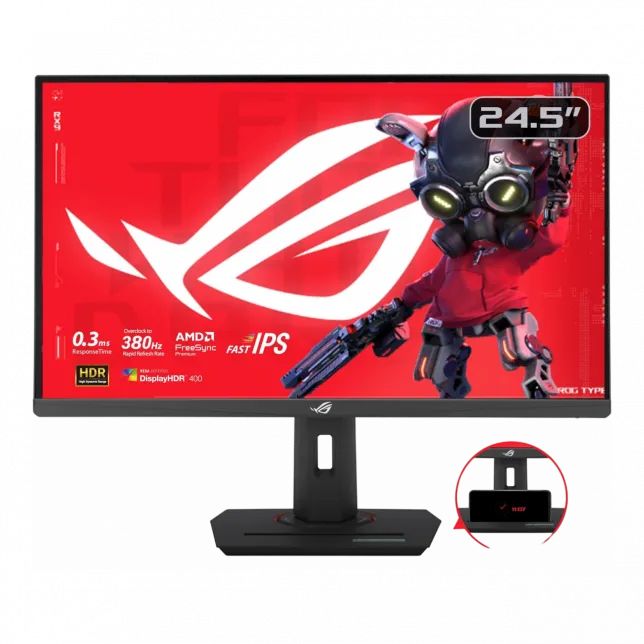 Монітор Asus 24.5" ROG Strix XG259QNS 2xHDMI, DP, 2xUSB, Audio, IPS, 380Hz, 0.3ms, sRGB 110%, FreeSync, Pivot, HDR400
