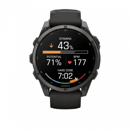Смарт-годинник Garmin Fenix 9 47мм, Carbon Grey DLC Titanium з Black чорним силіконовим ремінцем