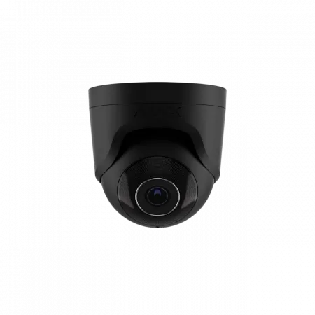 IP-Камера дротова Ajax TurretCam, 8мп, 2.8мм, Poe, True WDR, IP 65, ІЧ 35м, аудіо, кут огляду 100° до 110°, купольна, чорна