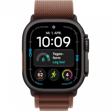 Apple Watch Ultra 4 GPS + LTE 49mm Black Titanium Case with Burgundy Alpine Loop - Small (MJC04)