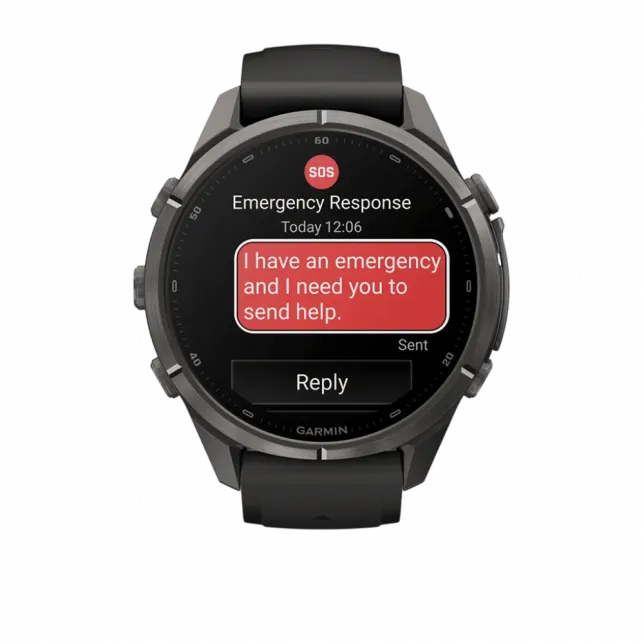 Смарт-годинник Garmin Fenix 9 Pro - inReach, 43мм Carbon Gray DLC Titanium з Black/Pebble Grey чорним/темно-сірим силіконовим ремінцем