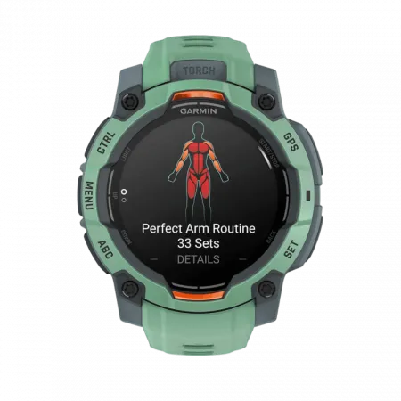 Смарт-годинник Garmin Instinct 3 45 мм, AMOLED Neotropic зелений з Neotropic зеленим силіконовим ремінцем
