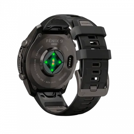 Смарт-годинник Garmin Fenix 9 Pro 47мм, Carbon Gray DLC Titanium з Black/Pebble Grey чорним/темно-сірим силіконовим ремінцем