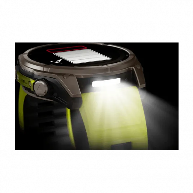 Смарт-годинник Garmin Fenix 8 51мм, Solar Sapphire, Titanium з Amp Yellow/Graphite жовтим силіконовим ремінцем