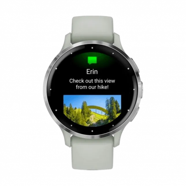 Смарт-годинник Garmin Venu 3S Silver Stainless Steel Bezel з Sage Gray сіро-зеленим корпусом та силіконовим ремінцем