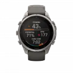 Смарт-годинник Garmin Fenix 9 Pro - inReach, Solar, 47мм Titanium з Pebble Grey темно-сірим силіконовим ремінцем