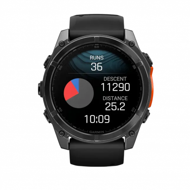 Смарт-годинник Garmin Fenix 8 51мм, AMOLED Slate Gray з Black чорним силіконовим ремінцем