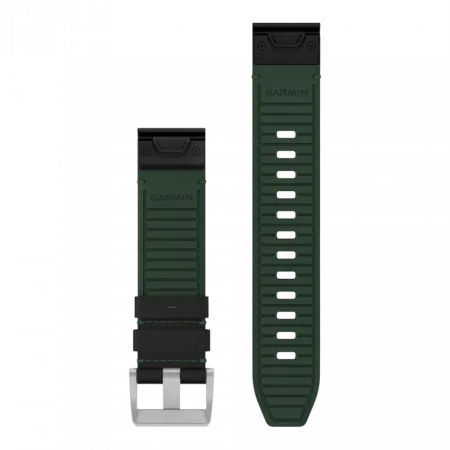 Ремінець QuickFit 22 мм, Black/Green чорний гібридний шкіряний/каучуковий