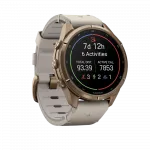 Смарт-годинник Garmin Fenix 9 Pro - inReach, 43мм Autumn Gold Titanium з Bone бежевим шкіряним ремінцем