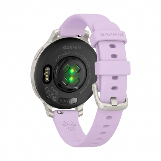 Смарт-годинник Garmin Lily 2 Active Silver з Purple Jasmine бузковим силіконовим ремінцем