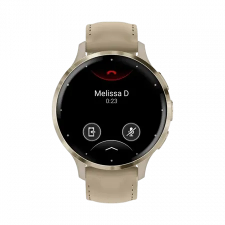 Смарт-годинник Garmin Venu 3S Soft Gold Stainless Steel Bezel з French Gray сірим корпусом та шкіряним ремінцем