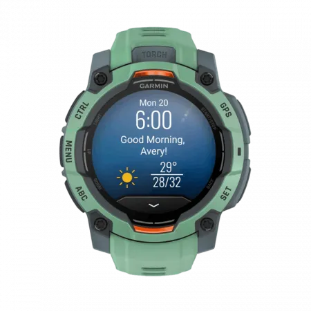 Смарт-годинник Garmin Instinct 3 45 мм, AMOLED Neotropic зелений з Neotropic зеленим силіконовим ремінцем