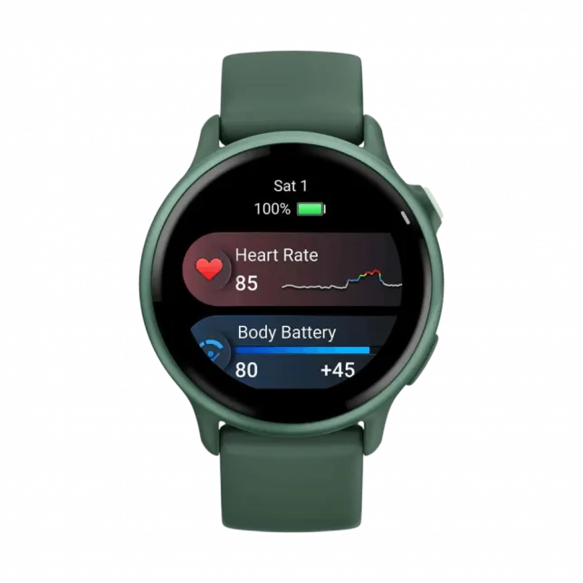 Смарт-годинник Garmin Vivoactive 6 Metallic Jasper Green з Jasper Green зеленим силіконовим ремінцем