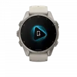 Смарт-годинник Garmin Fenix 9 43мм, Titanium з Fog Gray сірим силіконовим ремінцем