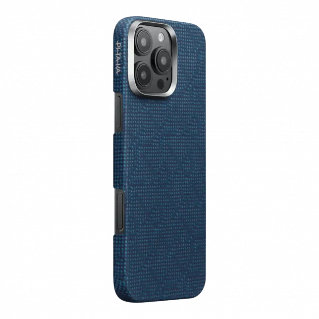 Чохол Pitaka Tactile Woven Monogram Dark Blue для iPhone 16 Pro