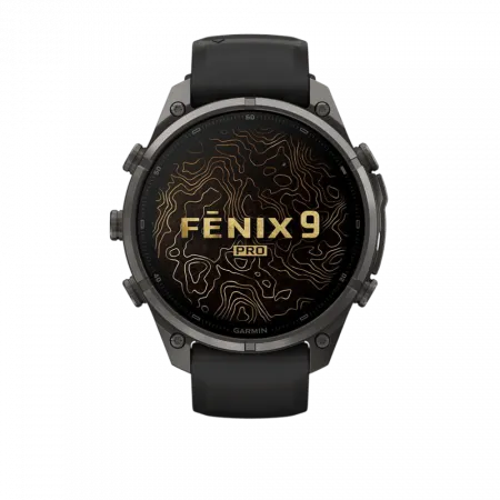 Смарт-годинник Garmin Fenix 9 Pro - inReach, 47мм Carbon Gray DLC Titanium з Black/Pebble Grey чорним/темно-сірим силіконовим ремінцем