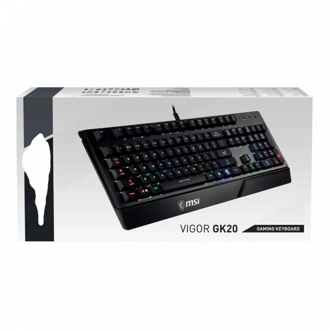 Клавіатура мембранна MSI Vigor GK20 UA 104key, USB-A, EN/UKR/RU, ColorLED, чорний