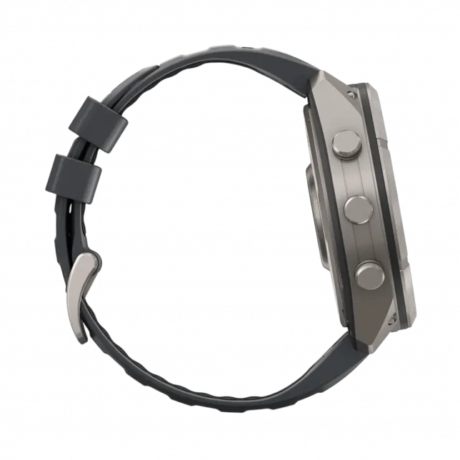 Смарт-годинник Garmin Fenix 9 Pro 51мм, Titanium з Graphite/Black темно-сірим/чорним силіконовим ремінцем