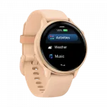Смарт-годинник Garmin Vivoactive 6 Metallic Pink Dawn з Pink Dawn рожевим силіконовим ремінцем
