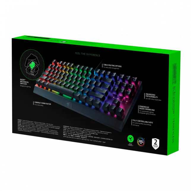 Клавіатура механічна Razer BlackWidow V3 TKL 87key, Green Switch, USB-A, EN/RU, RGB, чорний